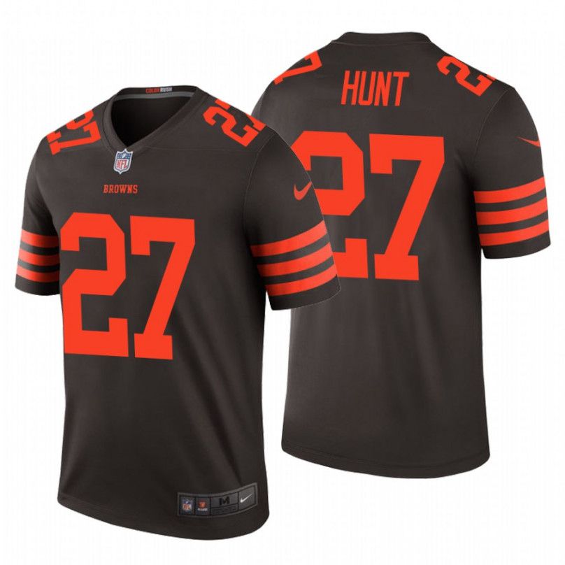 Men Cleveland Browns 27 Kareem Hunt Nike Brown Color Rush Legend NFL Jersey